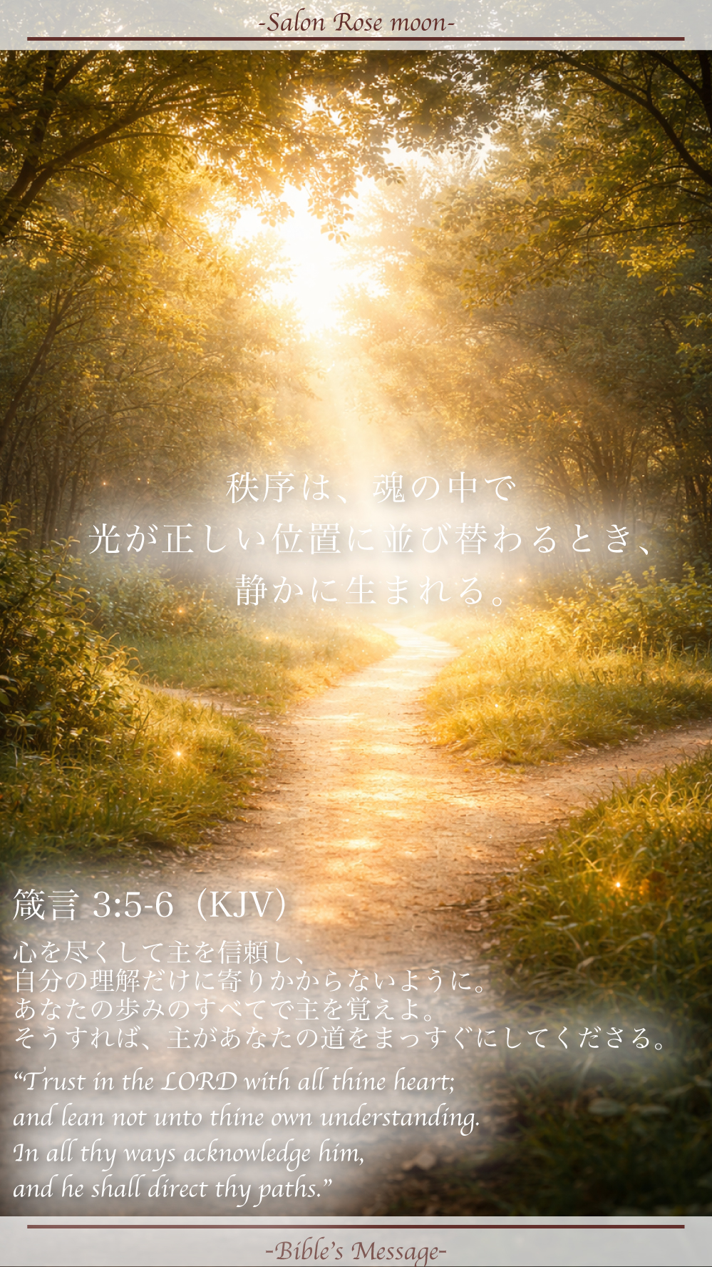 不安を手放し、秩序に委ねる聖書の言葉｜箴言3:5-6