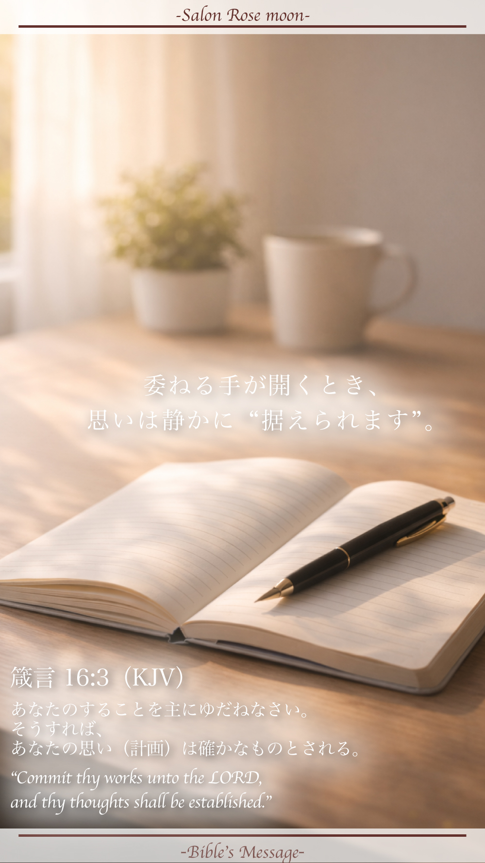 委ねて整う聖書の言葉｜箴言16:3