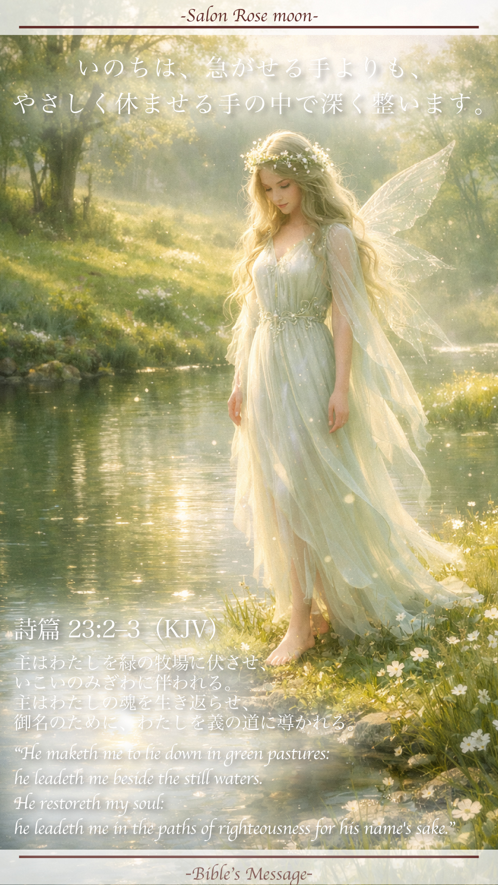 2026年4月1日 詩篇23章2節3節 静けさに導かれる春の精霊