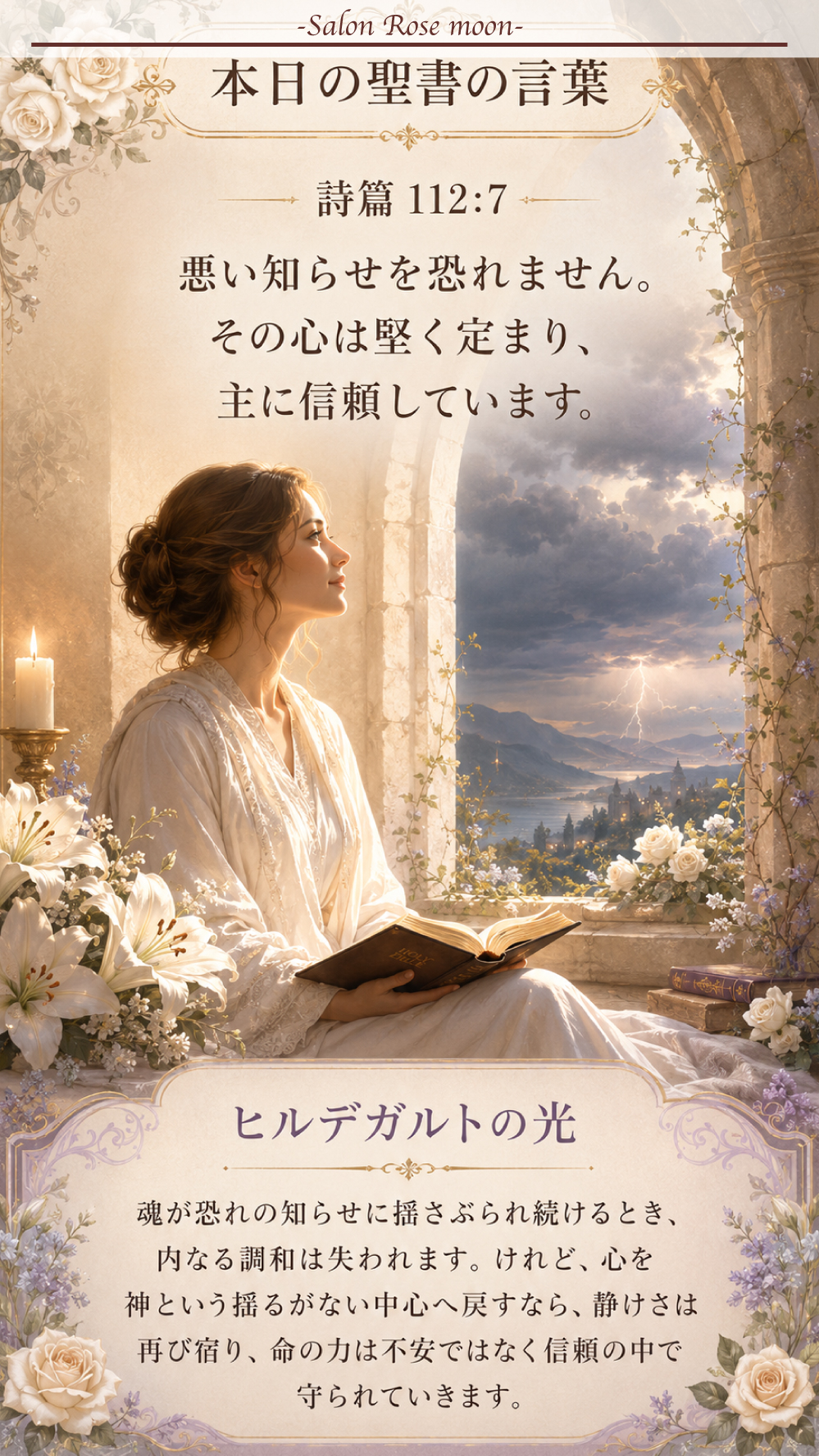 悪い知らせを恐れず心を静める聖書の言葉｜詩篇112:7
