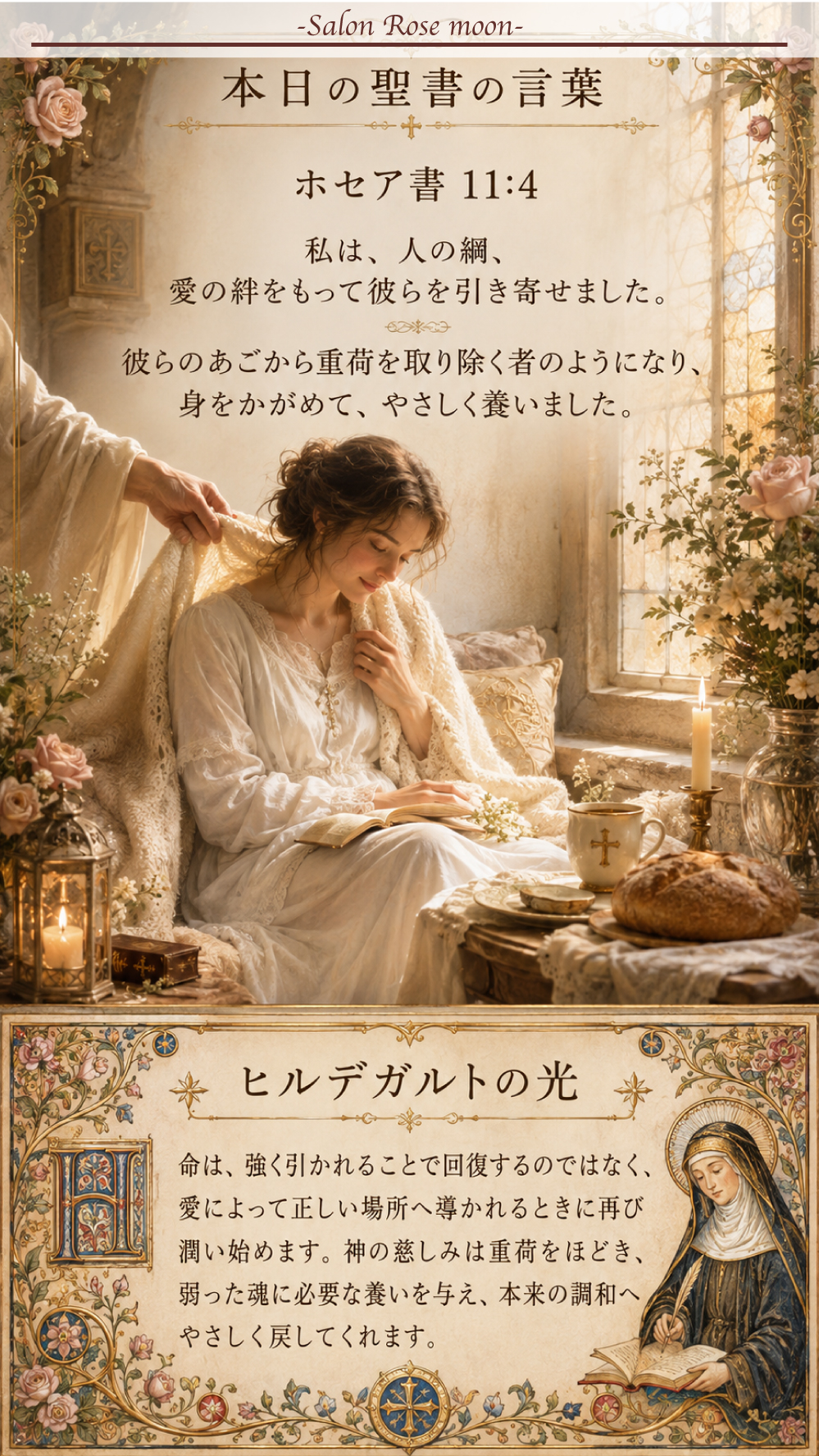 愛の絆に引かれやさしく癒やされる聖書の言葉｜ホセア11:4