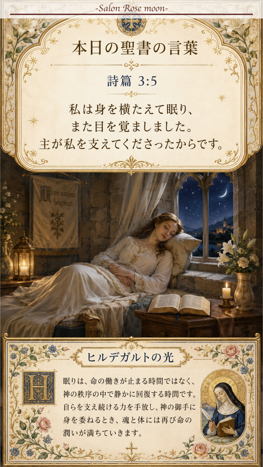 主に支えられ安心して眠る聖書の言葉｜詩篇3:5